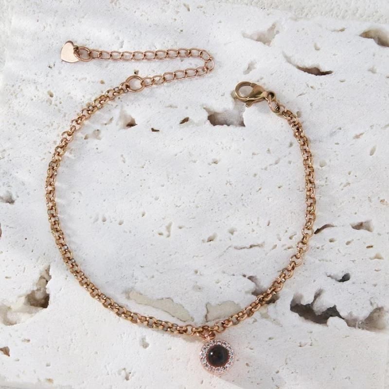 Bracelet photo personnalisée projection Elydia en or rose