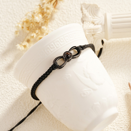 bracelet corde noir projection photo personnalisé