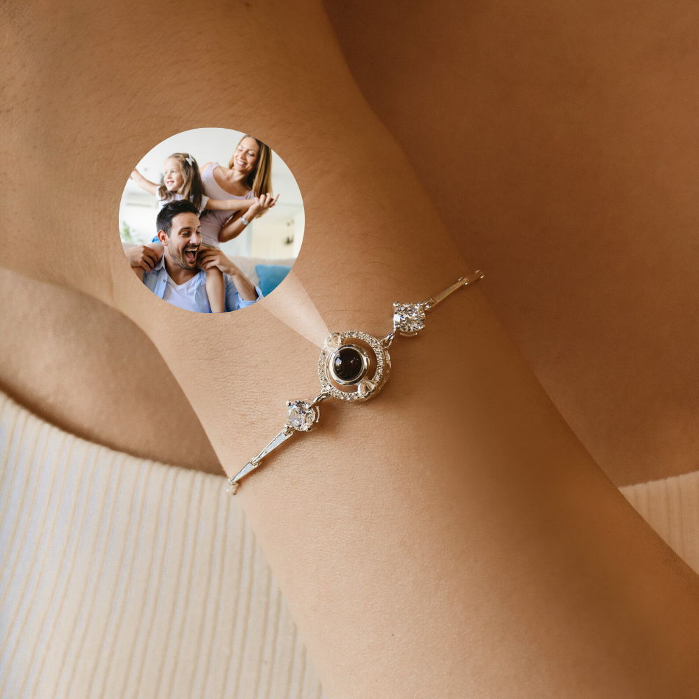 bracelet perle de projection photo personnalisé or rose en argent 925