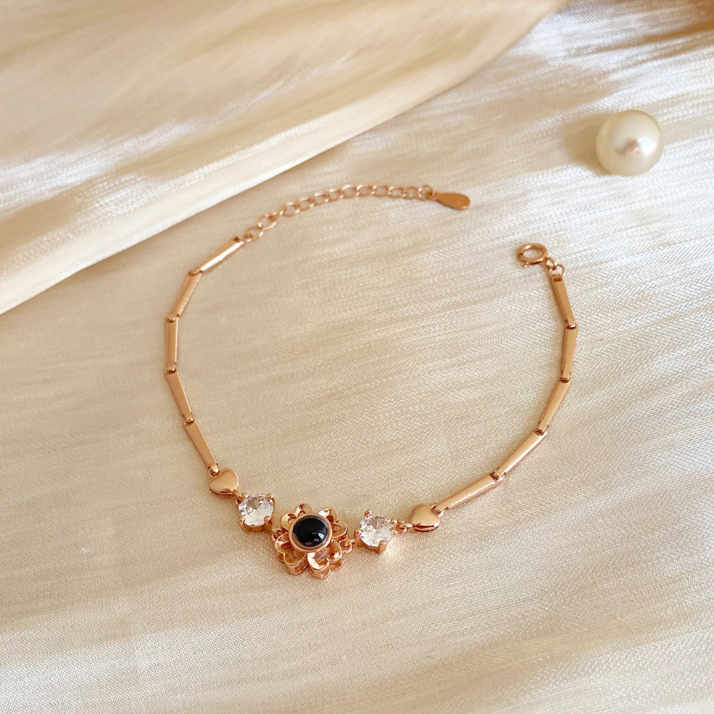 bracelet perle photo or rose femme