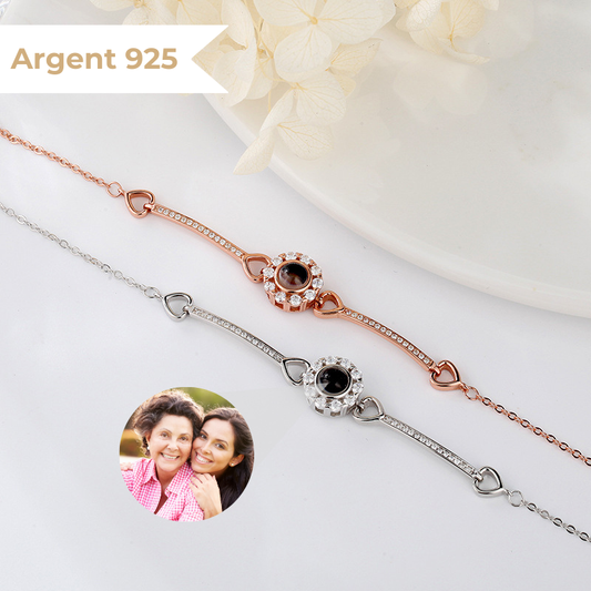 bracelet photo personnalisé en argent pour femme