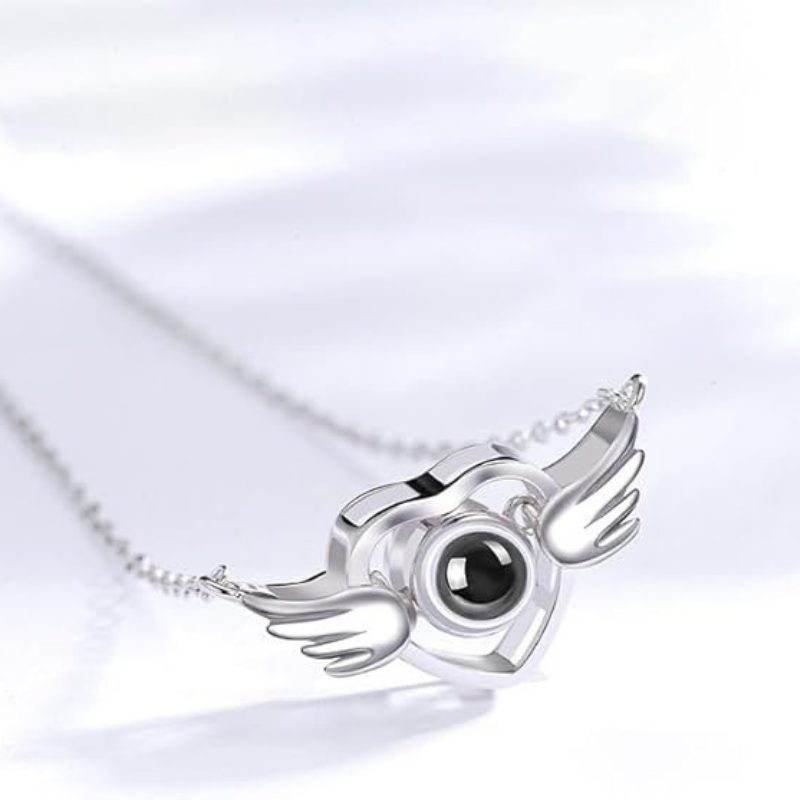 collier pendentif argent coeur projection photo