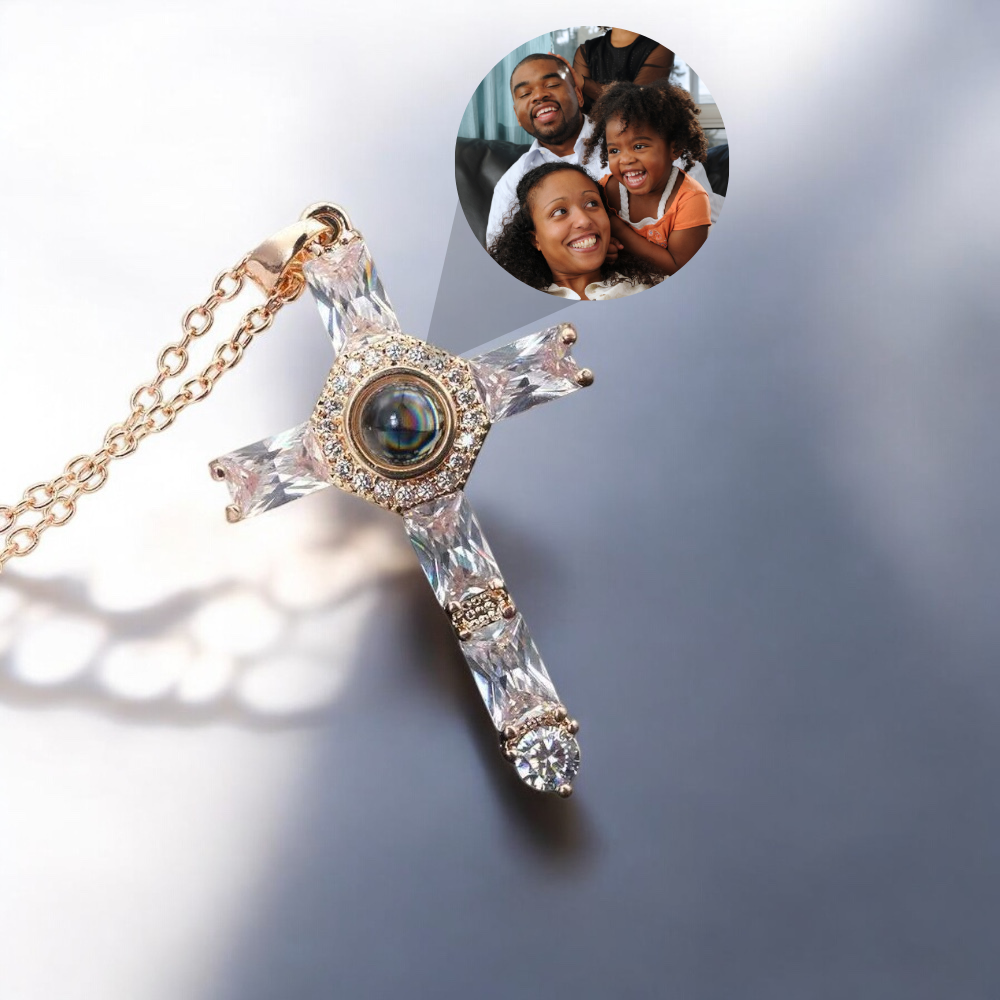 collier pendentif or rose croix femme personnalisé