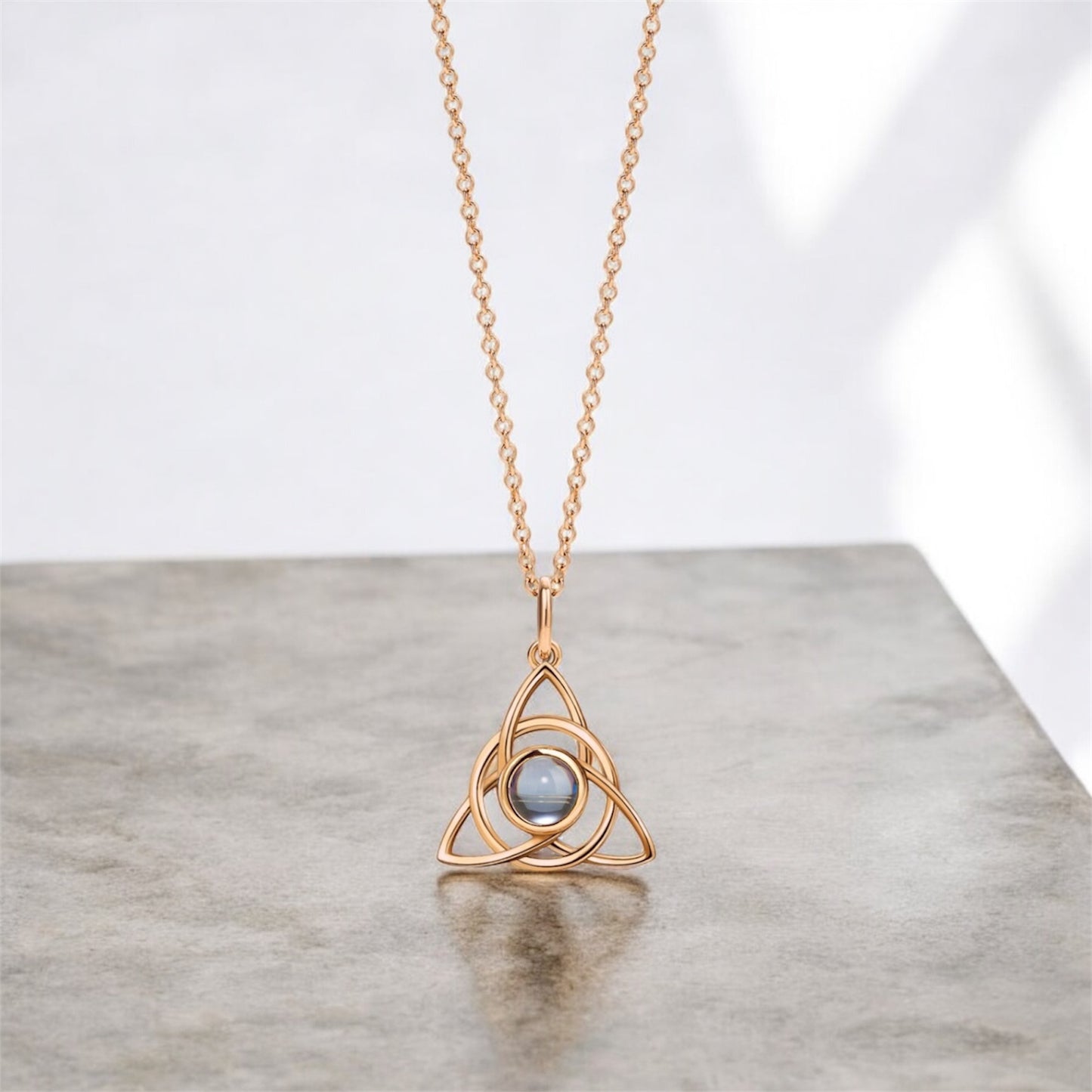 collier perle photo projection personnalisé or rose