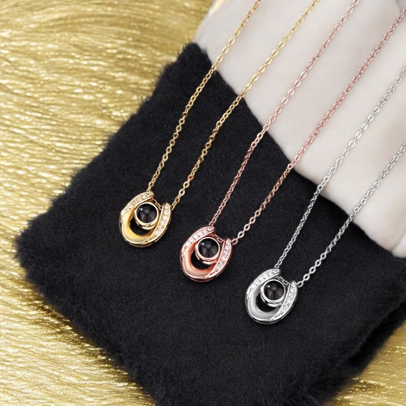 collier photo projection or rose or argent