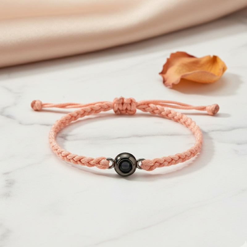Bijou photo Eden cordon rose perle noire de projection