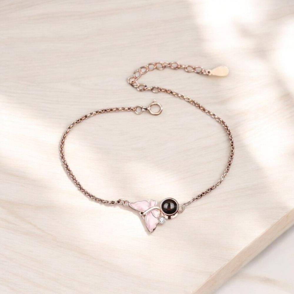 Bracelet Photo Personnalisé luxe en argent925 couleur or rose