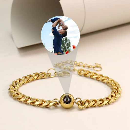 Bracelet Photo Personnalisé pour homme en or 