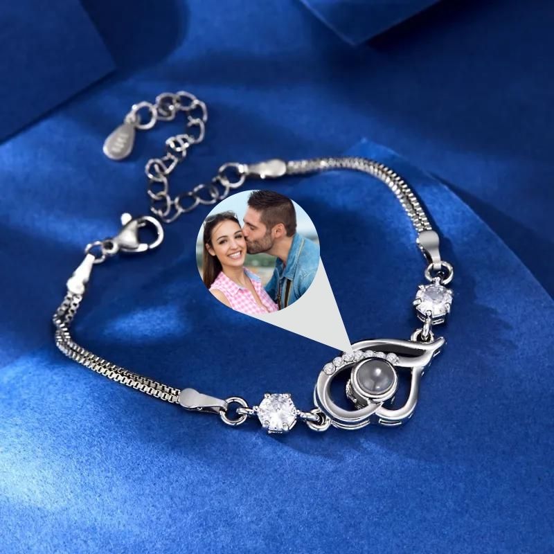 Bracelet Photo personnalisé perle de projection en Argent 