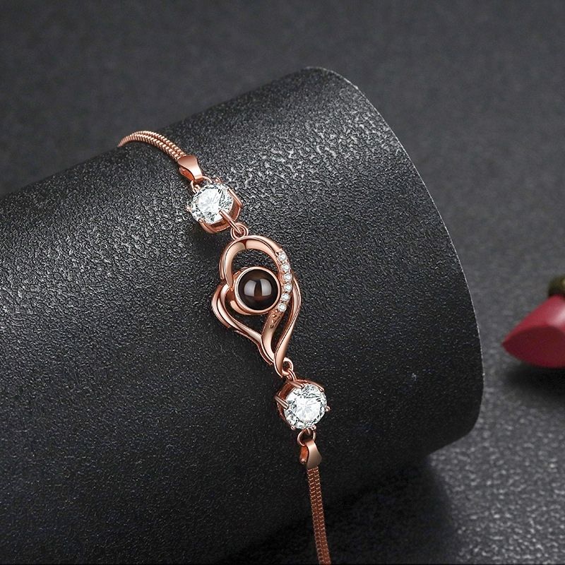 Bracelet Photo personnalisé perle projection or rose