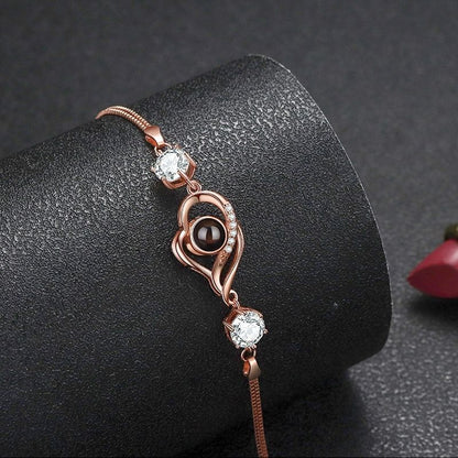 Bracelet Photo personnalisé perle projection or rose