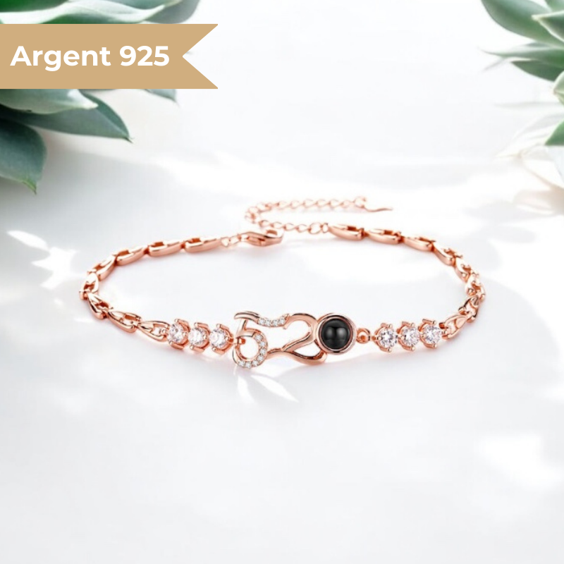 Bracelet avec perle de projection photo personnalisé béatrice
