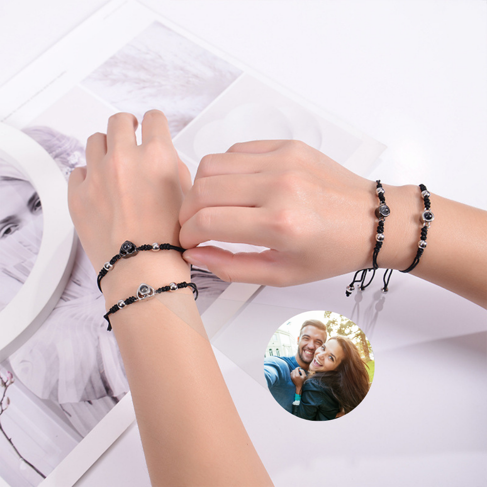 Bracelet photo personnalisé gaelle avec perle de projection 