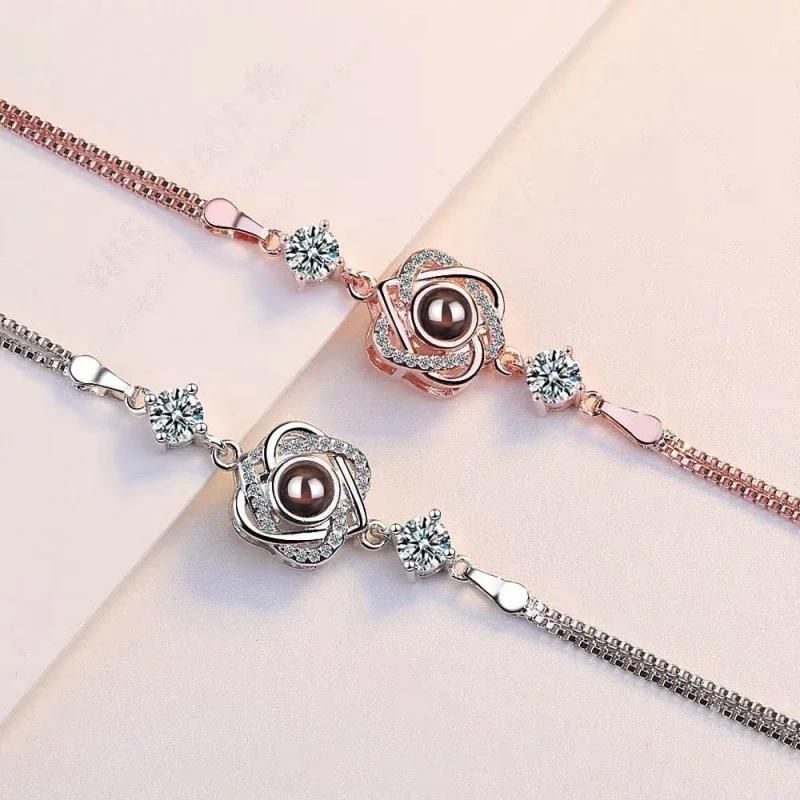 Bracelet photo personnalisé par projection en argent 925