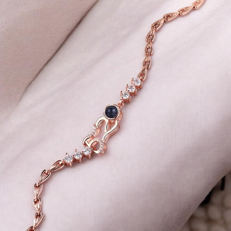 Bracelet photo personnalisé par projection en argent 925 or rose
