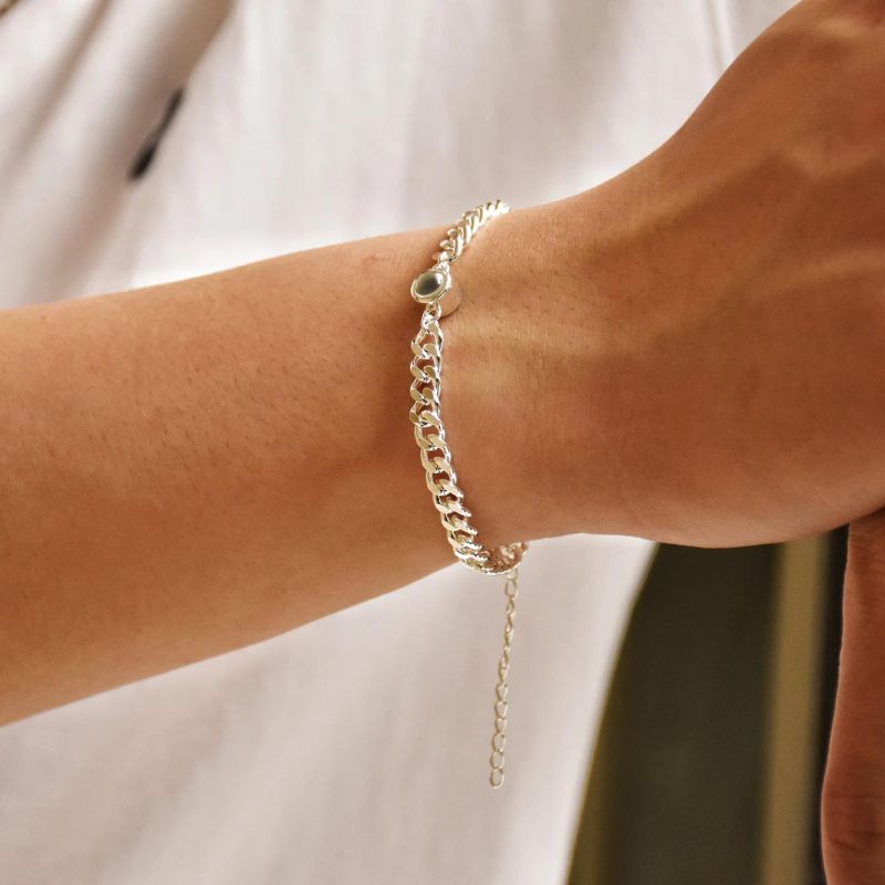 Bracelet photo personnalisé par projection pour homme en argent