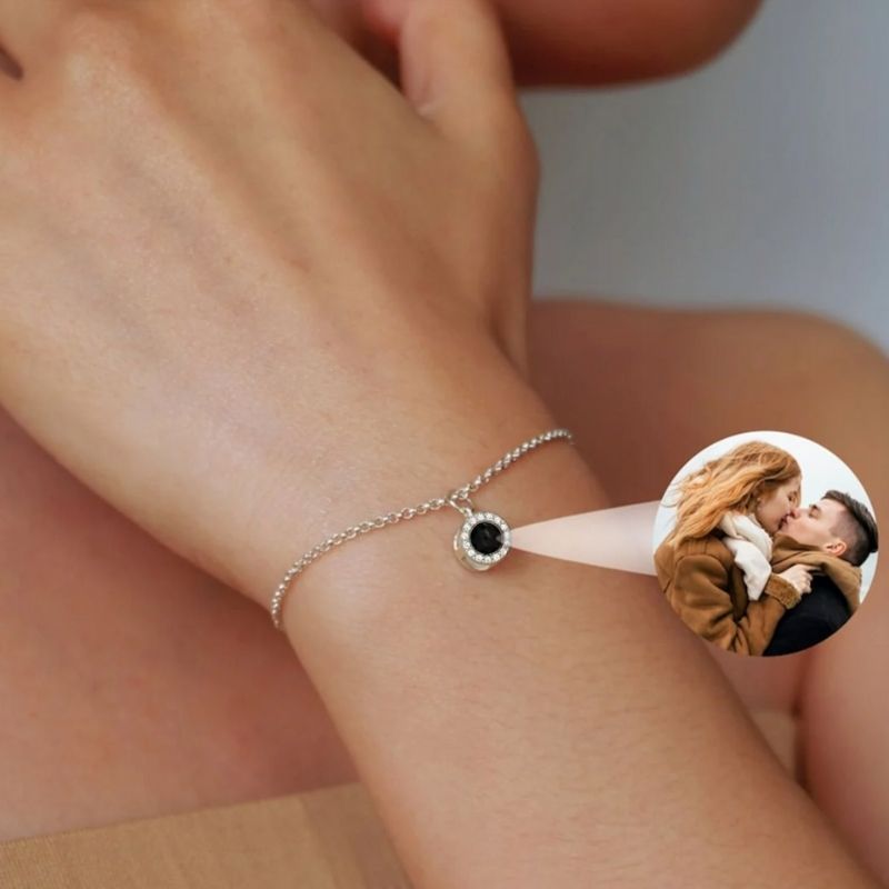 Bracelet photo personnalisée pour femme en argent