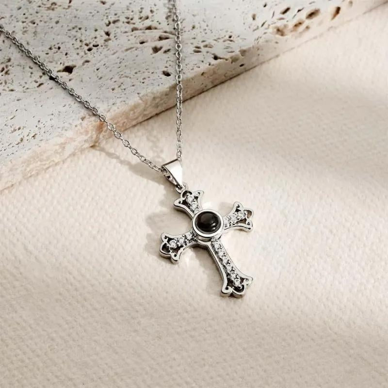 Collier Personnalisé avec photo croix argent