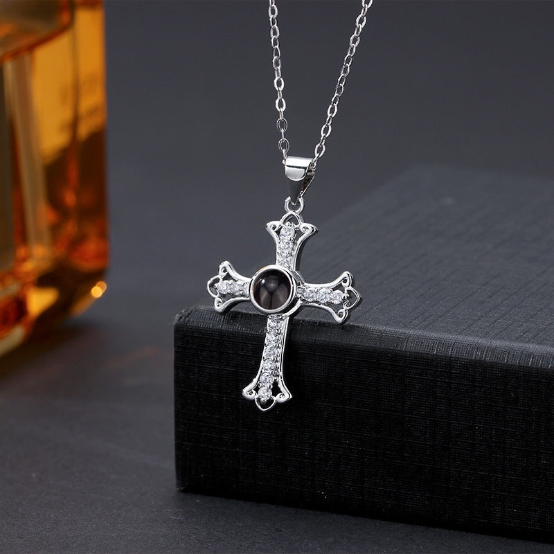 Collier Photo Personnalisable croix argent