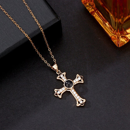 Collier Photo Personnalisé Croix Or