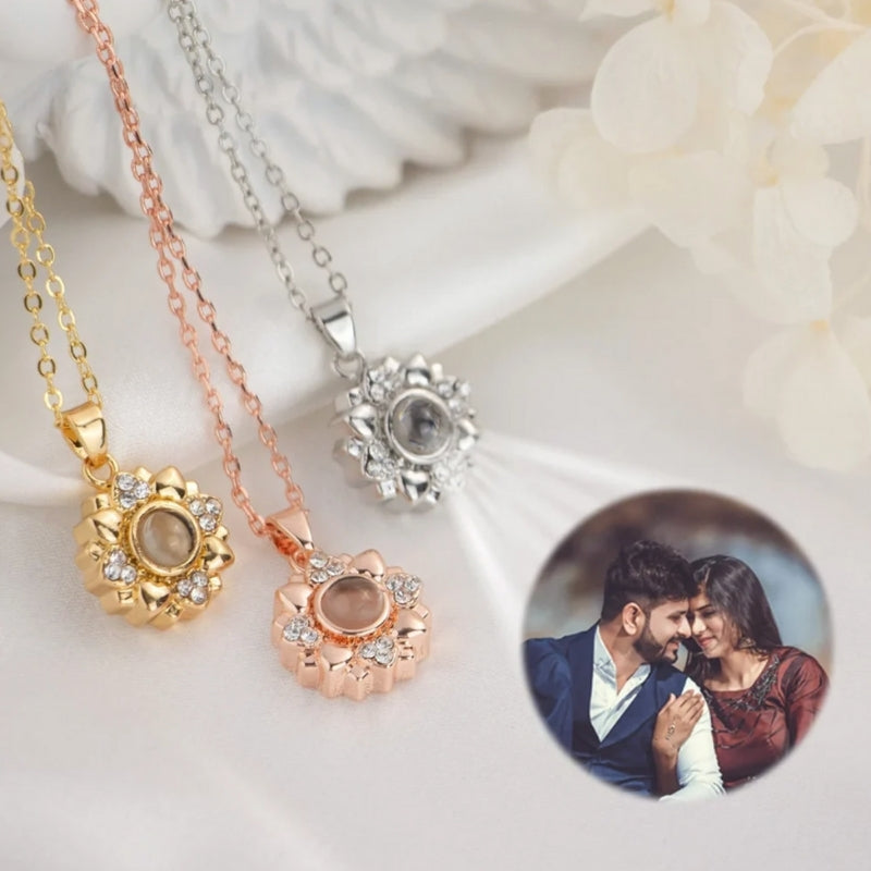 Collier Photo Personnalisé Pour femme avec perle de projection