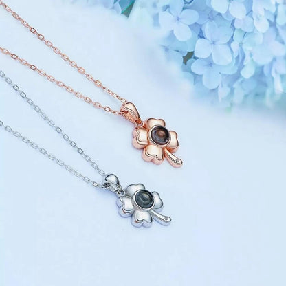 Collier Photo Personnalisé avec perle de projection clover