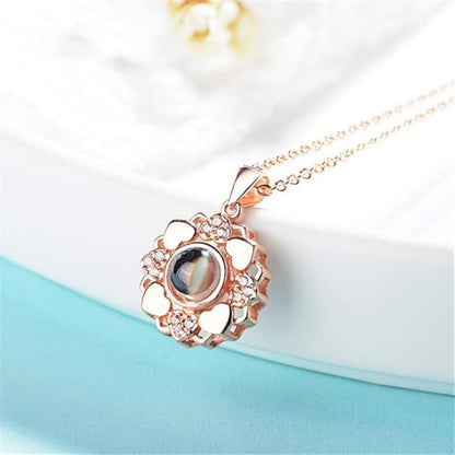 Collier et pendentif Rosa Photo Personnalisé or Rose 