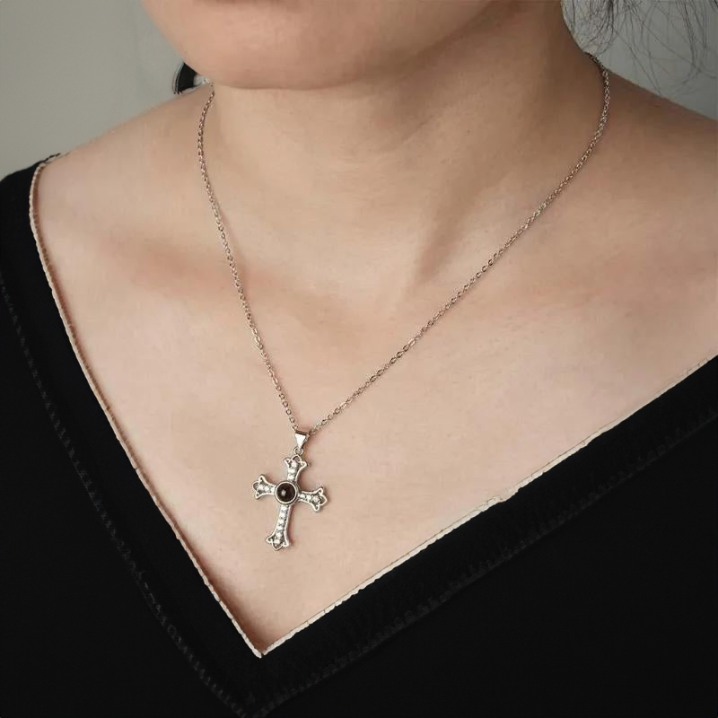 Collier et pendentif photo croix personnalisé