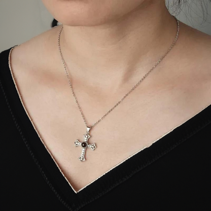 Collier et pendentif photo croix personnalisé