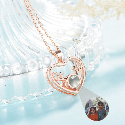 Collier pendentif or rose projection photo personnalisé