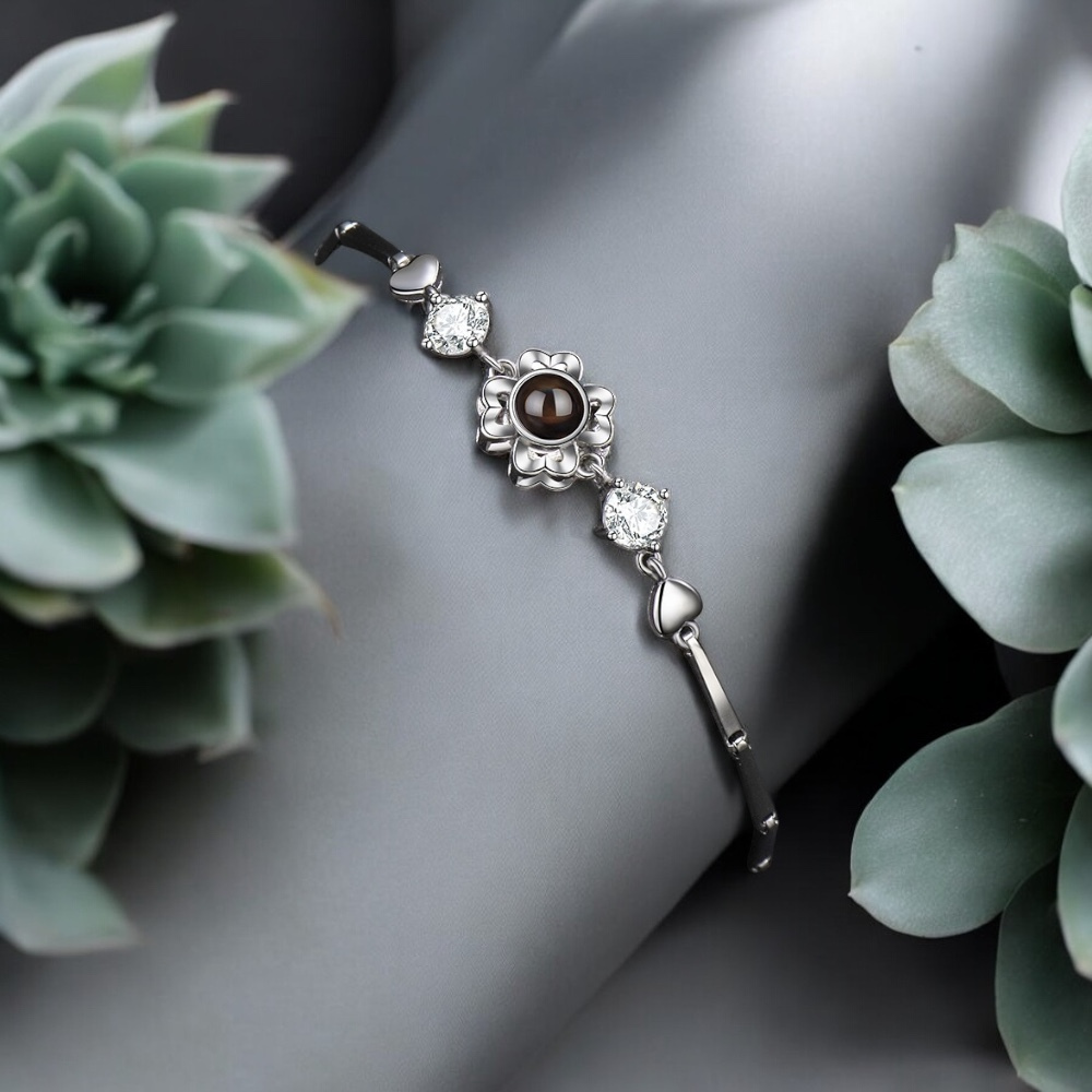 bracelet argent 925 perle de projection photo personnalisé