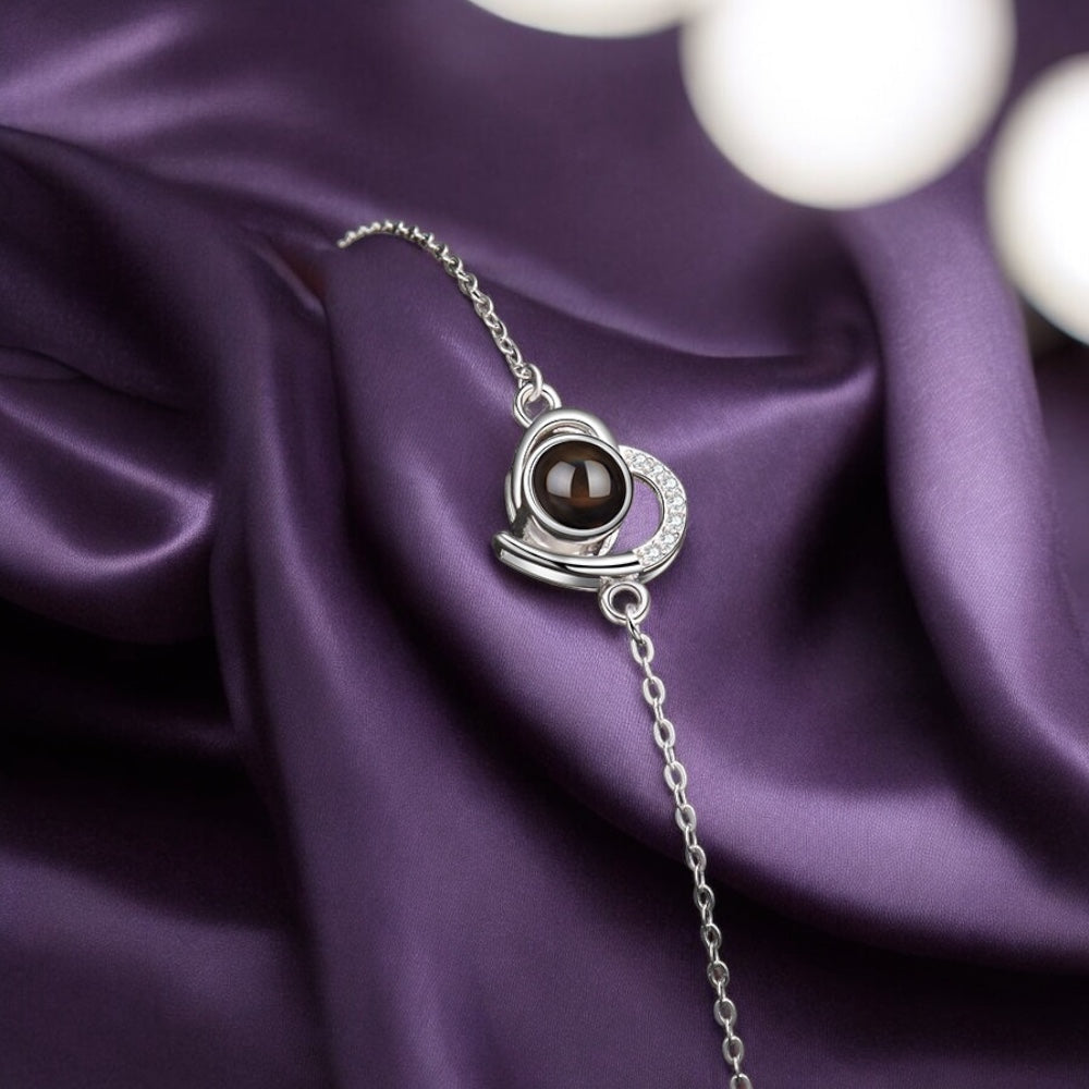 bracelet argent coeur projection photo personnalisé 