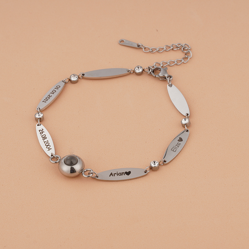 bracelet argent personnalisé projection photo