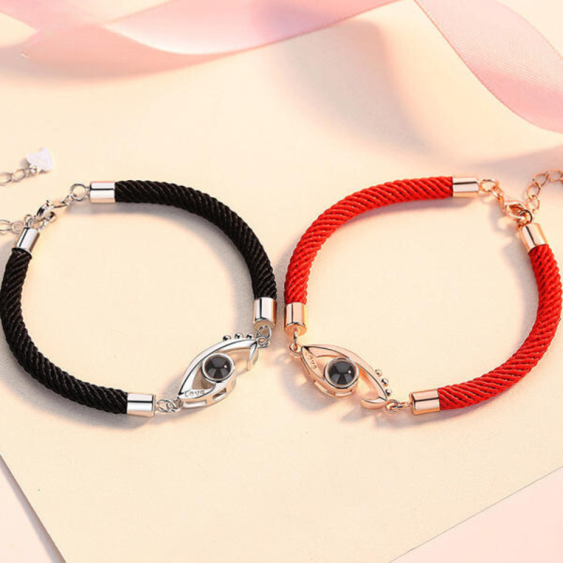 bracelet argent photo rouge et noir