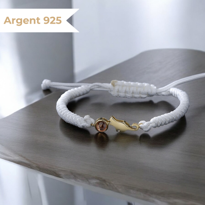 bracelet en argent et corde personnalisé projection photo argent blanc