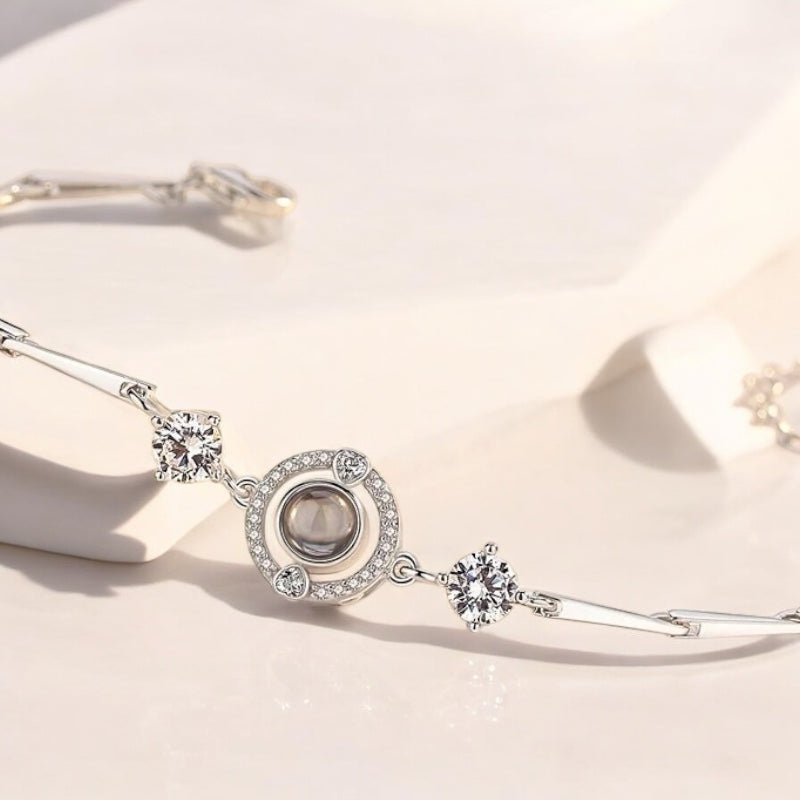 bracelet en argent pour femme avec perle de projection photo