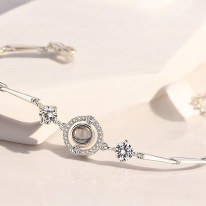 bracelet en argent pour femme avec perle de projection photo