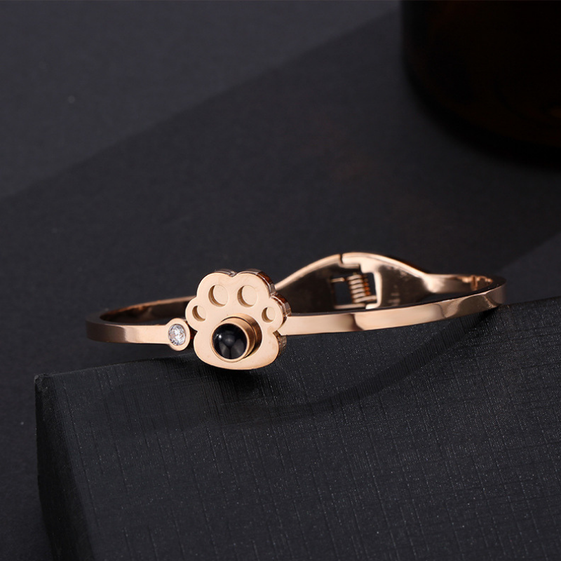 bracelet femme personnalisé photo projection or rose