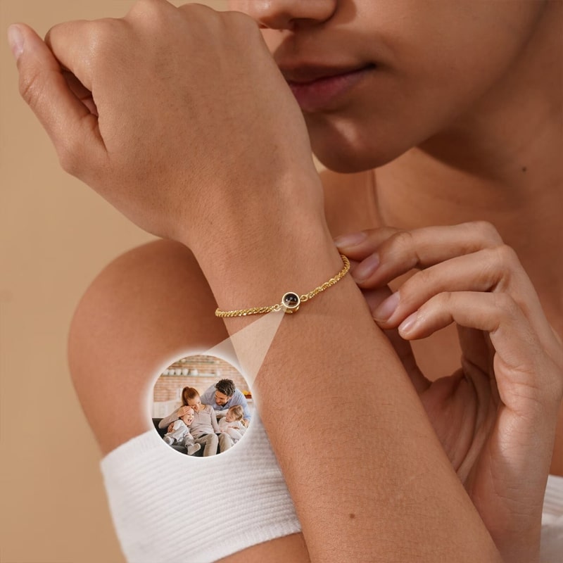 Bracelet personnalisé photo or