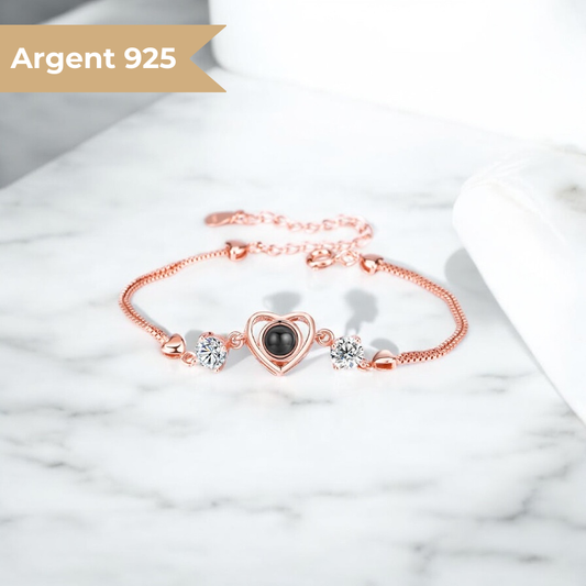 bracelet perle photo or rose en argent 925