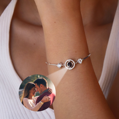bracelet personnalisé argent photo couple