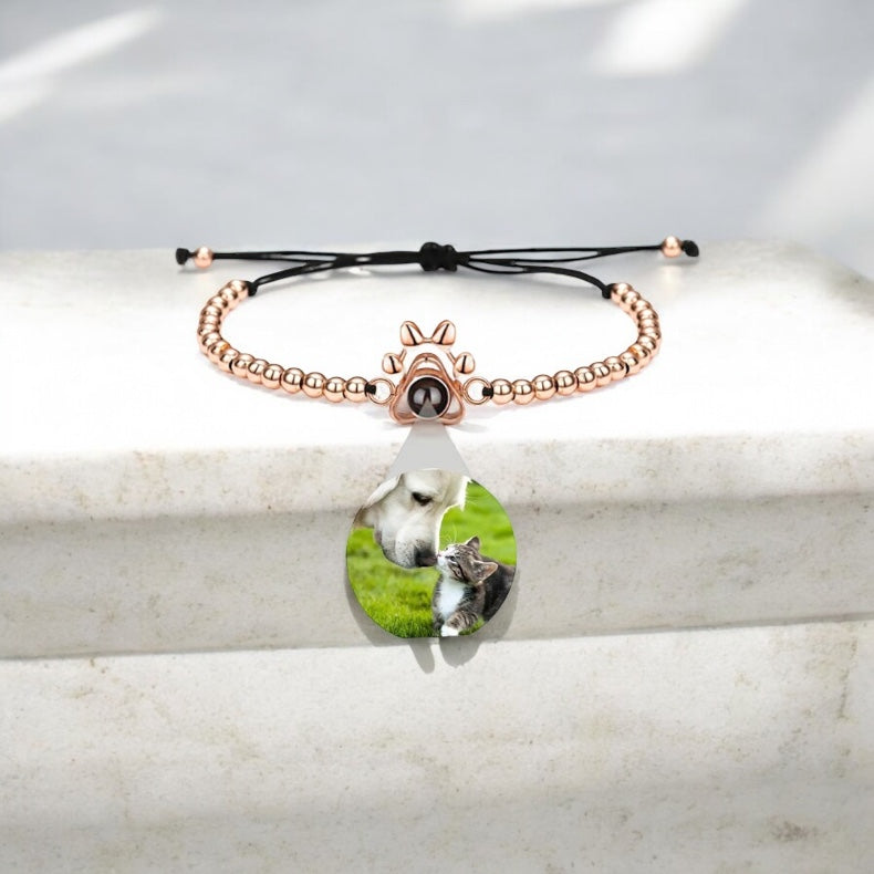 bracelet personnalisé photo or rose 