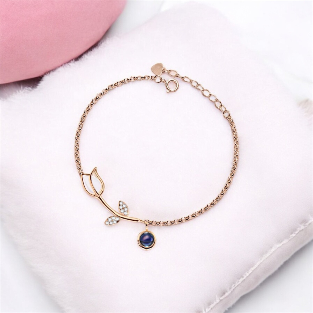 bracelet personnalisé photo or rose elydia