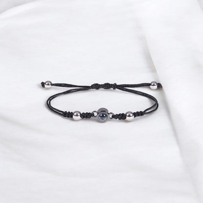 bracelet personnalisé projection photo corde noir