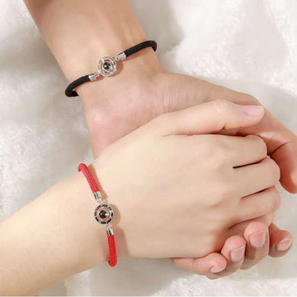 bracelet personnalisé projection photo couple en corde