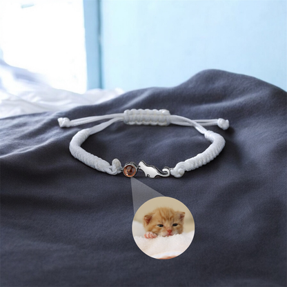 bracelet photo à l'intérieur en corde et argent 925 blanc