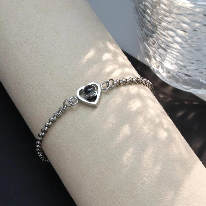 bracelet photo argent coeur