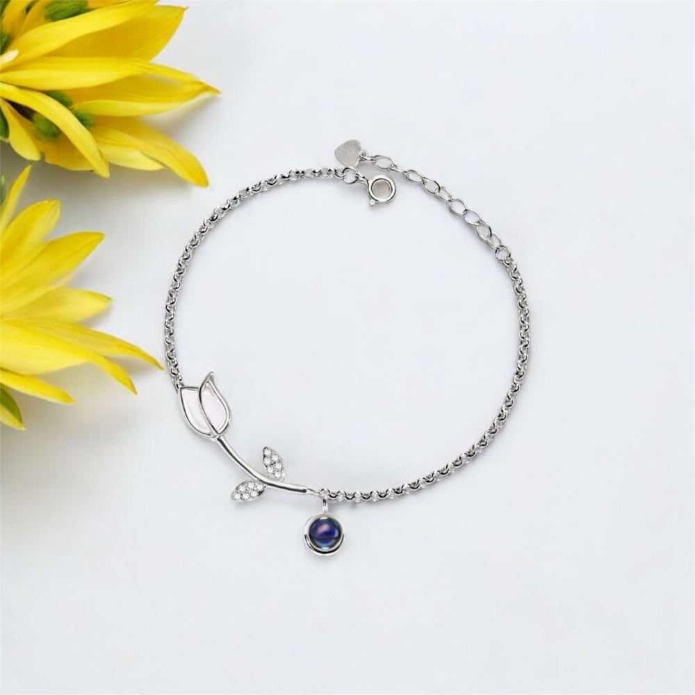 bracelet photo argent projection personnalisé bijoux photo