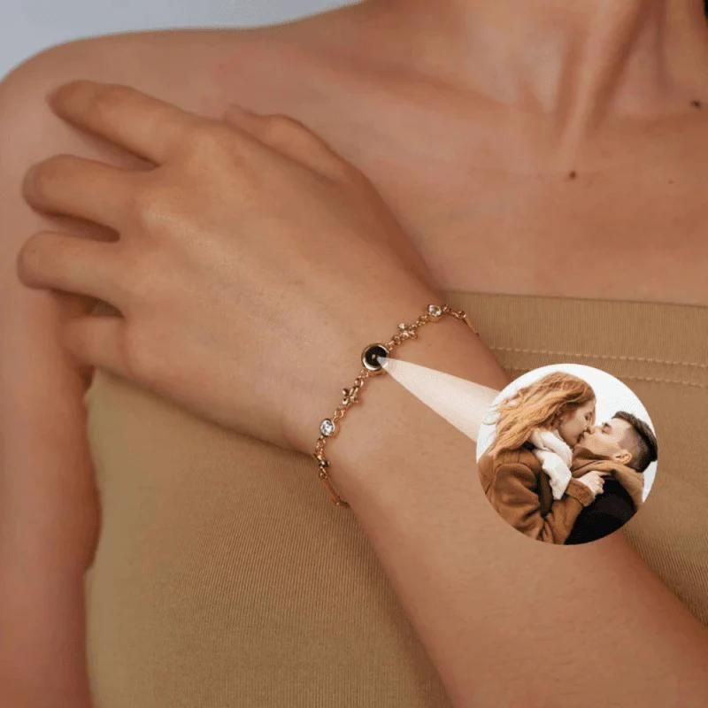 bracelet photo en acier pour femme