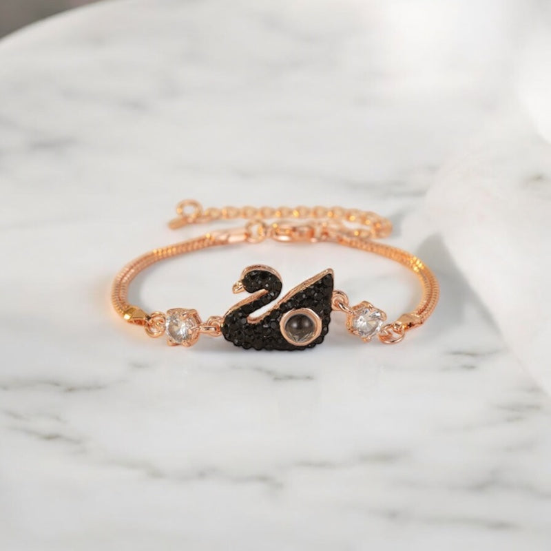 bracelet photo personnalisé carine projection or rose